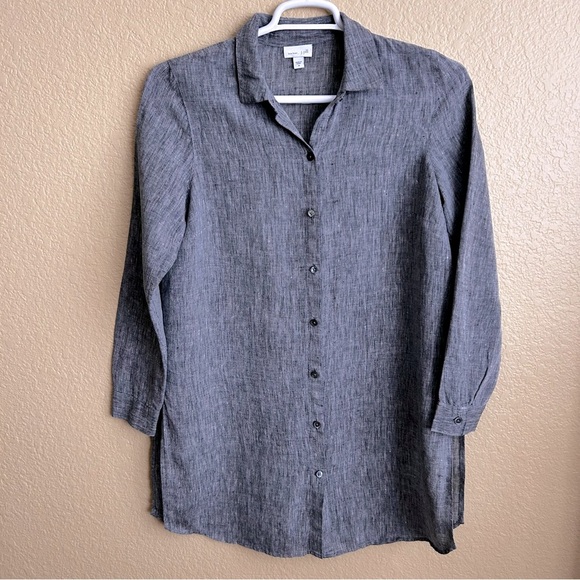 J. Jill Love Linen Long Sleeve Button Down Tunic - Picture 2 of 9